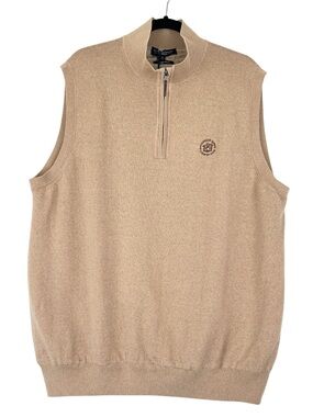 NWT Fairway & Greene Baruffa Merino Quarter Zip Windvest Sz XL Camel Mac Gregor